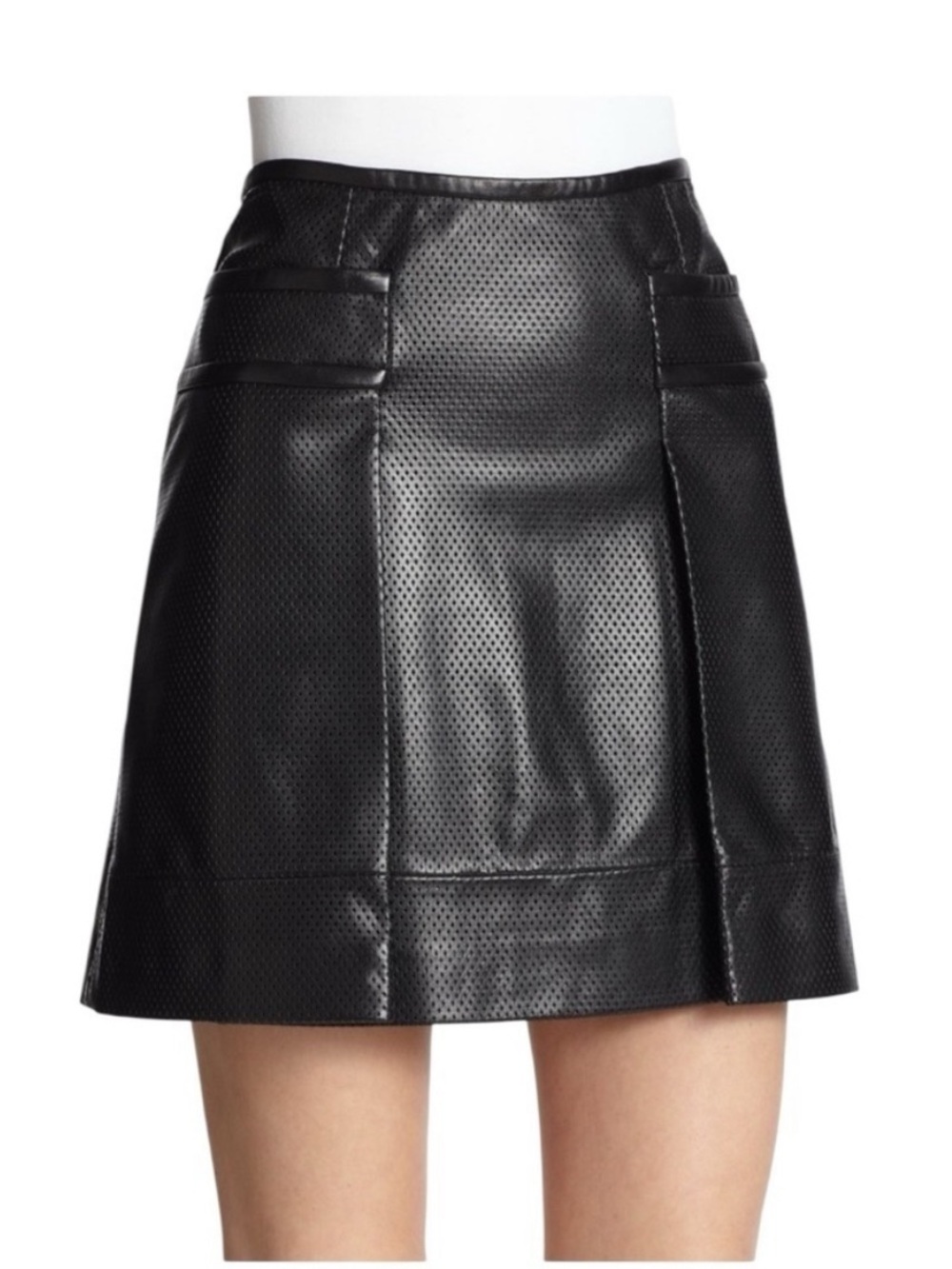 Tory Burch Black Perforated Leather Mini Skirt